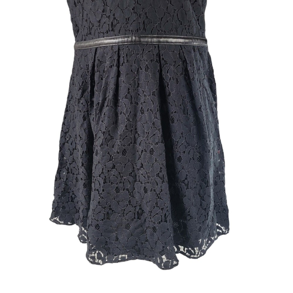 Speechless Black Lace Sleeveless Mini Dress Sz 5 keyhole back faux leather trim - Picture 11 of 16